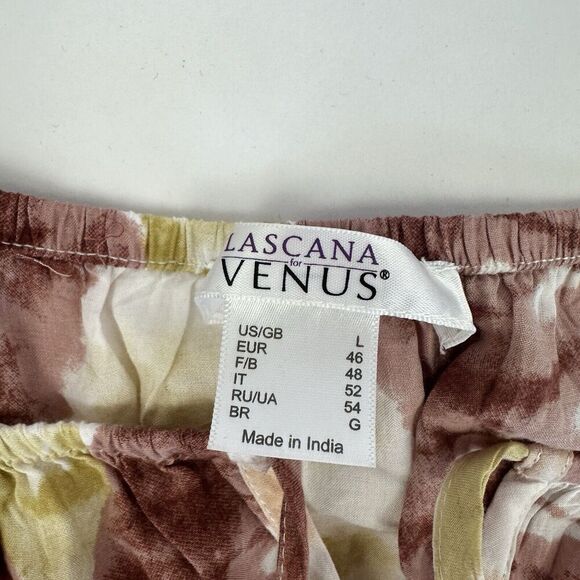 LASCANA By Venus Maxi Dress Tie Dye 3/4 Sleeve Boho Oversized Flowy Slits Sz L - Picture 10 of 16